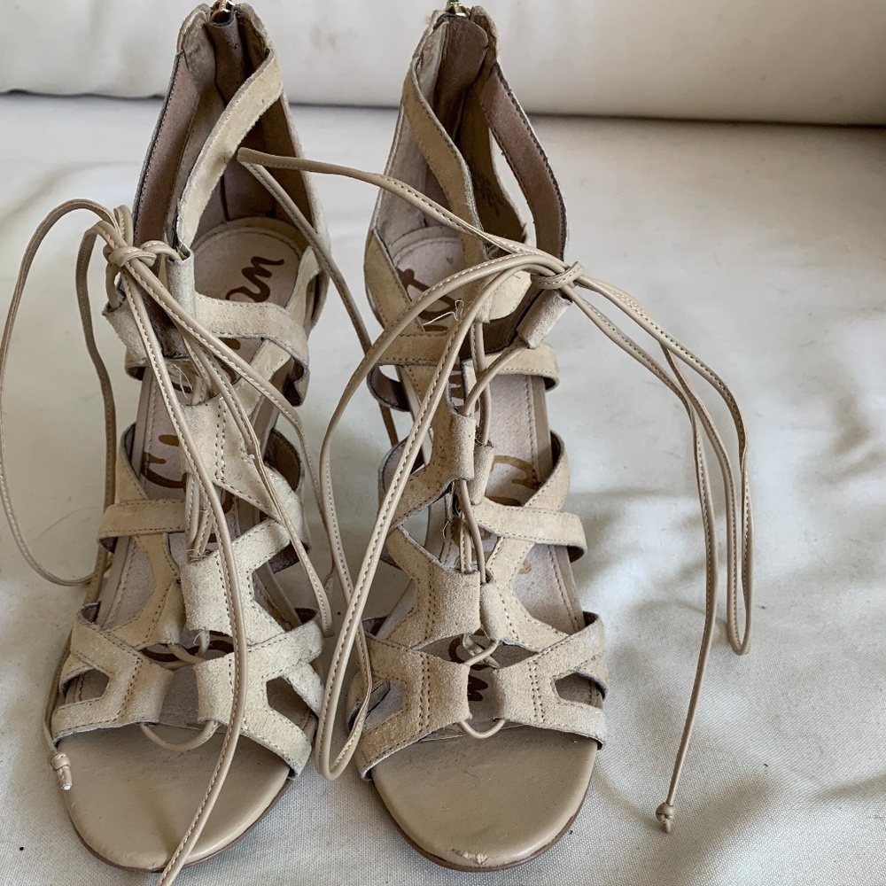 Sam Edelman lace up open toed pumps